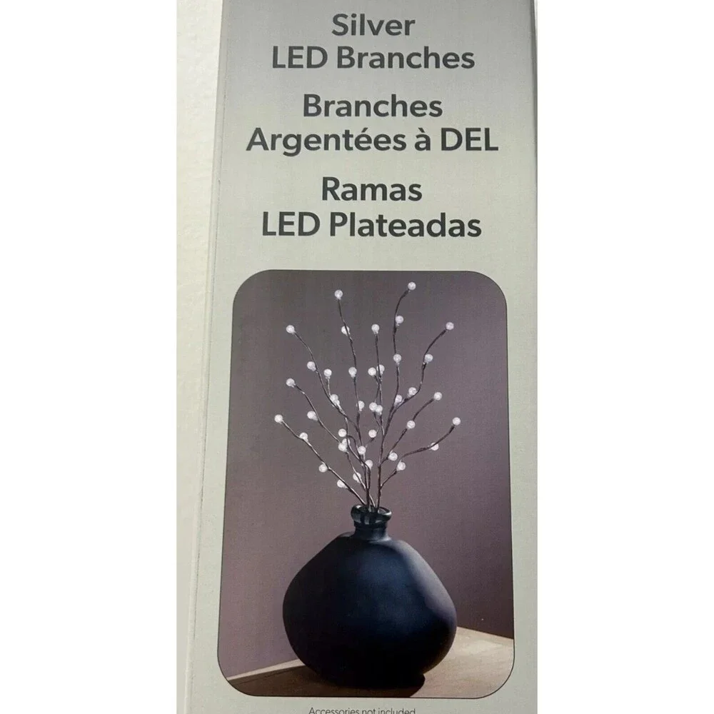 Evergreen 32” LED Bubble Lights Décor Natural Branches, Silver, 2 Pack 4…